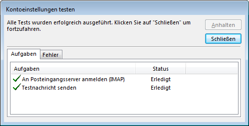 08 Outlook 2013 - Manuelle E-Mail Einrichtung - Kontoeinstellungen testen