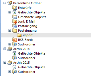 Outlook 2007 E-Mails aus PST Archiv importieren 3