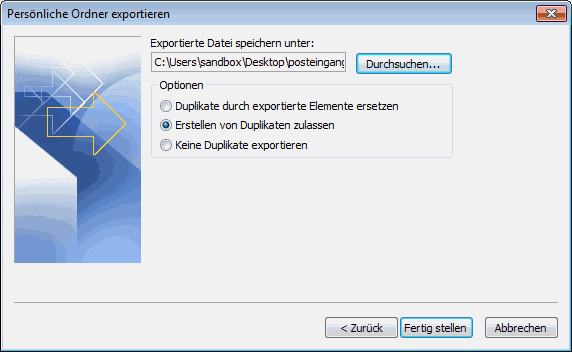 Outlook 2007 E-Mails exportieren 6