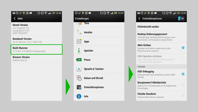 USB Debugging unter Android aktivieren